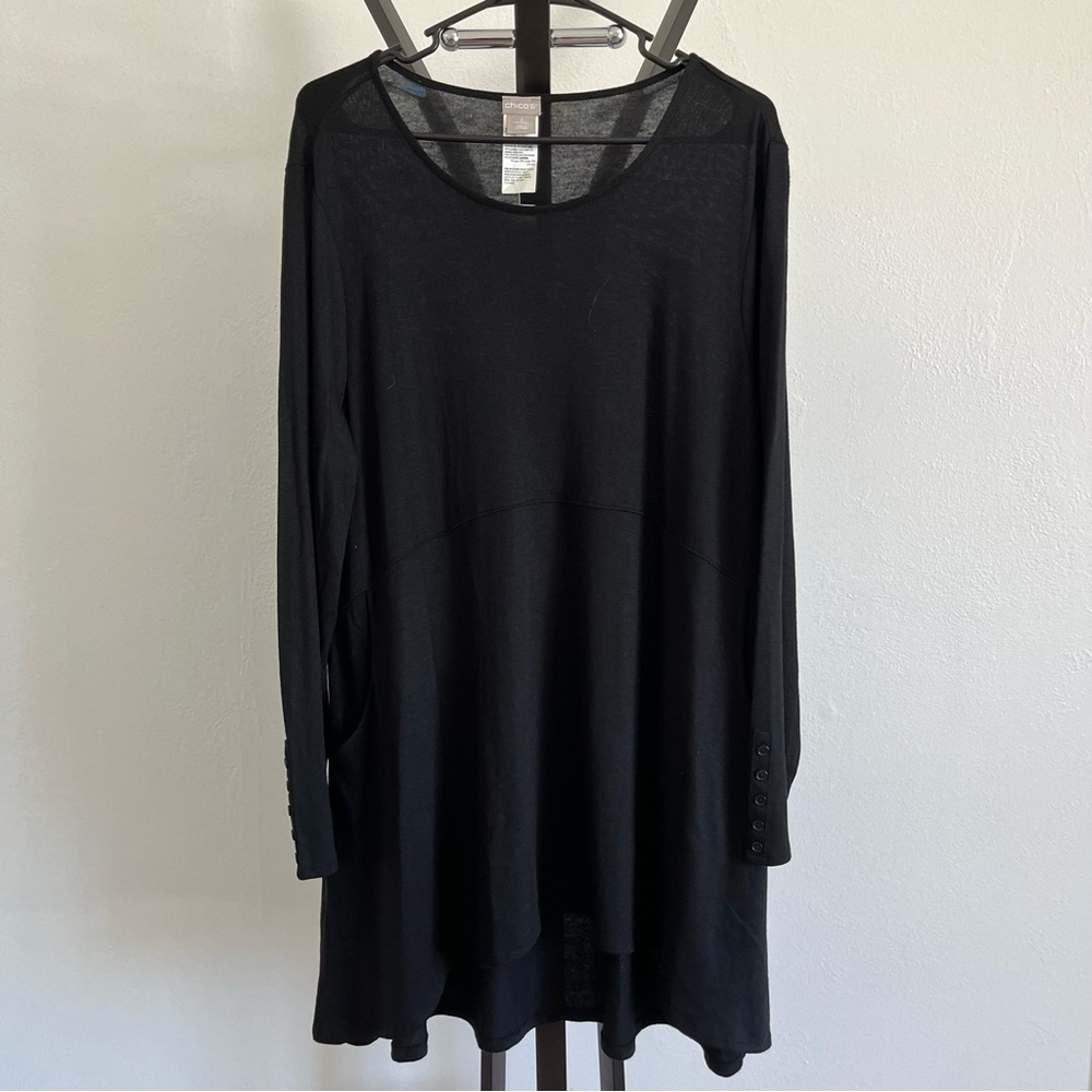 Chico's Black Tunic Dress Shirt Size 2